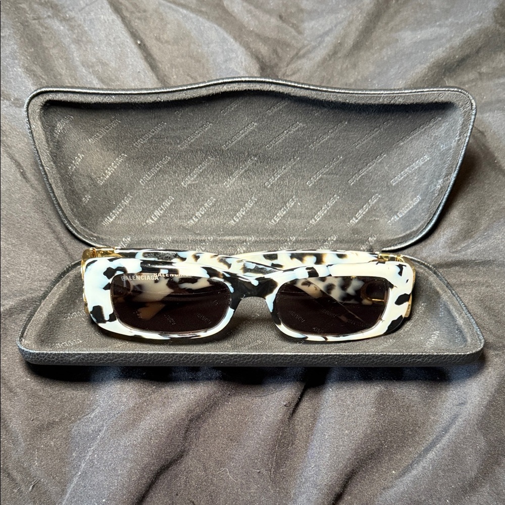 Balenciaga Black and White Patterned Sunglasses
